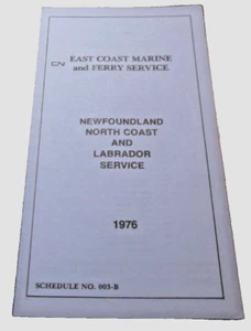 1976 CANADIAN NATIONAL NEWFOUNDLAND NORTH COAST LABRADOR FERRY SERVICE TIMETABLE - Picture 1 of 1