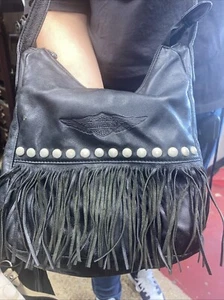 Vintage genuine Harley Davidson leather fringedshoulderbag - Picture 1 of 5