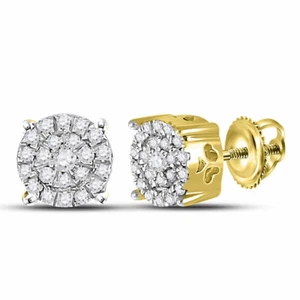 10kt Gelbgold Damen runder Diamant konzentrischer Kreis Cluster Ohrringe - Bild 1 von 1