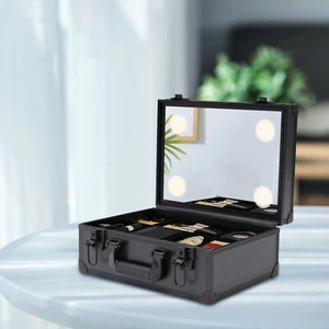 Estuche de Maquillaje Organizador Cosmético Maquillaje Artista Organizador Estuche Con Espejo - Imagen 1 de 19