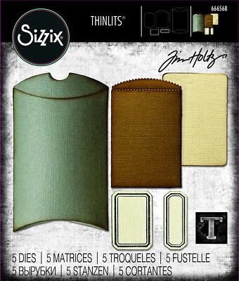 Sizzix Thinlits Die Set 5PK Vault Pillow Box + Bag Remake by Tim Holtz   - Bild 1 von 4