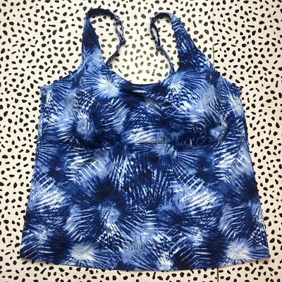 Tankini Lands End Azul Marino Tie Dye Cuello Cuadrado SWIM TOP PLUS 24W 522637 Foto 1 de 4