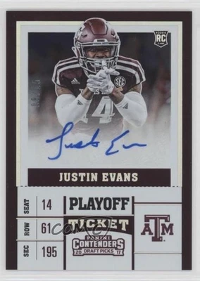 2017 Contenders Draft Picks Playoff Ticket /15 Justin Evans #252 Rookie Auto RC - Image 1 of 2