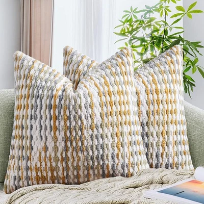 Juego de 2 Funda de Almohada Boho Chenille Decorativa Funda de Almohada Mechonada para Sofá Be... Foto 1 de 4