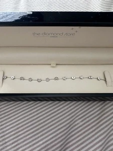 9K White Gold Diamond Moon and Stars Bracelet - Picture 1 of 7