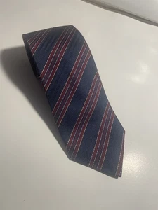 Navy Red Gold White Blue Necktie Hand Made in Italy 100% Silk Designer Preppy - Picture 1 of 5