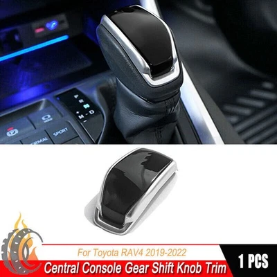 Fit For Toyota RAV4 2019-2022 Black+Silver Central Console Gear Shift Knob Trim - Image 1 of 4