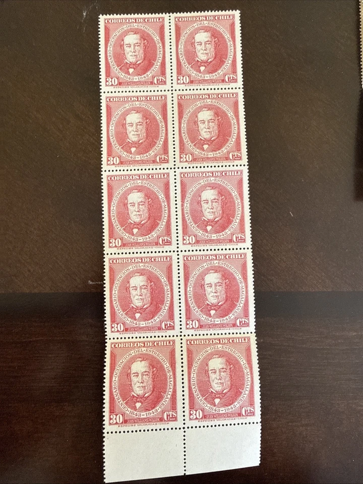 Chile Stamp SC 234. 30 cts red-rose MNH block Of 10 - Image 1 of 2