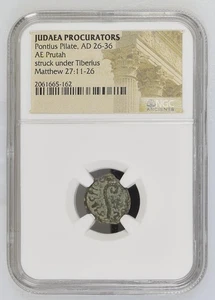 NGC Prutah of PONTIUS PILATE Gov. of Judea Sentenced Christ to Cross HIGH GRADE - Picture 1 of 2