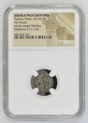 NGC Prutah of PONTIUS PILATE Gov. of Judea Sentenced Christ to Cross HIGH GRADE - Image 1 of 2