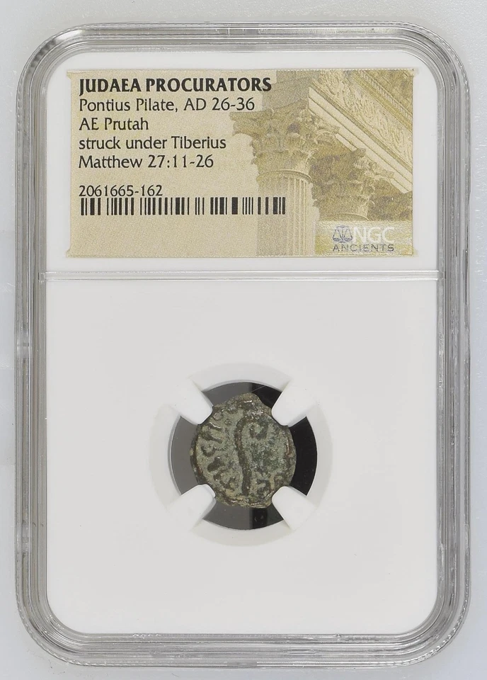 NGC Prutah of PONTIUS PILATE Gov. of Judea Sentenced Christ to Cross HIGH GRADE - Image 1 of 2