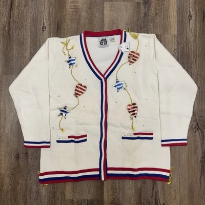 Cárdigan Suéter Tejido Storybook América la Hermosa Talla Grande Adornado Foto 1 de 4