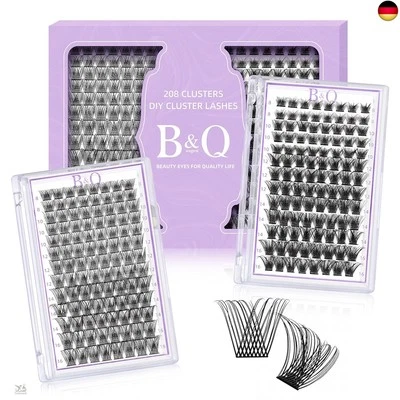 BQAUGEN B&Qaugen Wimpern Einzeln 208PCS B&Q DIY Lash Clusters für Anfänger W
