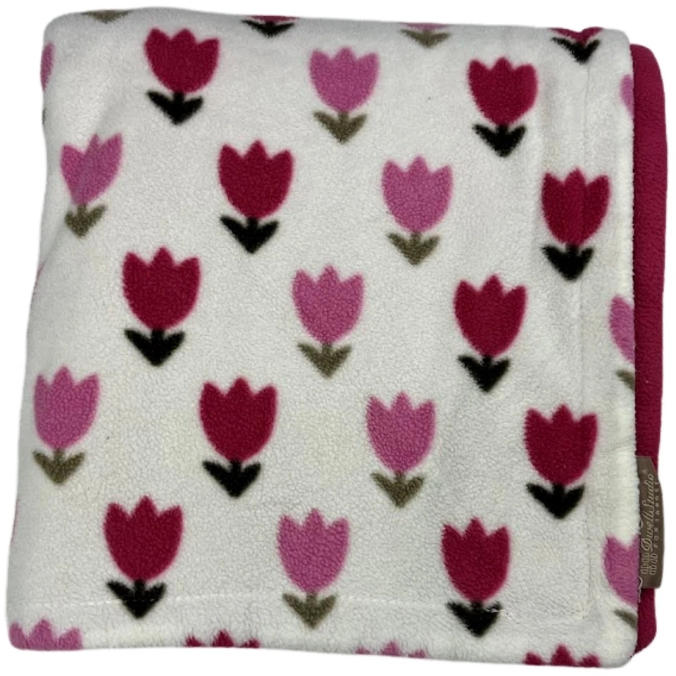 Dwell Studio Pink Tulip Flower Baby Girl Blanket Beige Brown Target Fleece Lovey - Image 1 of 3