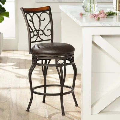 Trevi Bronze Swivel Bar Stool 26 1/2" High Traditional Kitchen Counter Island - Image 1 of 4