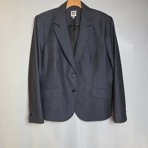 ANNE KLEIN 2 Button Chambray Blazer Womens 14 Blue Academia Careerwear Jacket - Picture 1 of 18