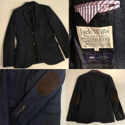 vtg JACK WILLS 100% Wool Navy Blue Blazer Sz S Academia British Luxury School - Image 1 of 4