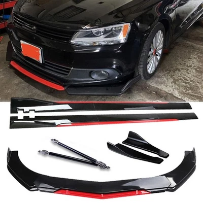 For Volkswagen EOS 2007-2016 Front Bumper Lip Splitter Spoiler Glossy Black Red - Image 1 of 4