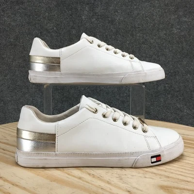 Tommy Hilfiger Zapatos Mujer 8 M Laddi Informales Tenis Bajos Blanco Imitación Cuero Foto 1 de 4