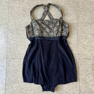 1950s Vintage Rose Marie Reid Lace Top Swimsuit L - Image 1 of 4