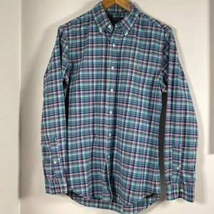 Camisa Polo Ralph Lauren Para Hombres Calce Ajustado Talla Mediana Manga Larga a Cuadros - Imagen 1 de 6