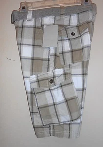 Canyon River Blues Boys Adjustable Waist Plaid Cargo Shorts + Canvas Belt 12 NWT - Picture 1 of 4
