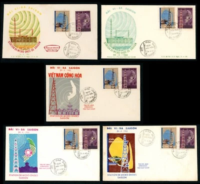 ЮЖНЫЙ ВЬЕТНАМ 5 различных Микроволновая станция Designs 1966 FDC Sai Gon 276-277 (L1039) - Изображение 1 из 4