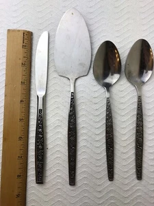 Vintage Granada Rose Servieren Gebäck Servierer Kuchen Esslöffel & Messer Menge 4 - Bild 1 von 5