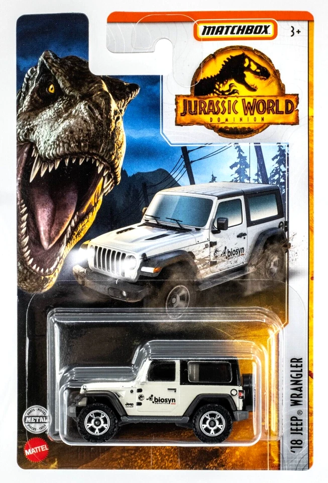 2022 Matchbox Jurassic World Dominion '18 Jeep® Wrangler WHITE | BIOSYN | FSC - Image 1 of 1