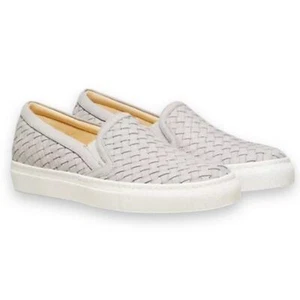 M.GEMI CERCHIO WOVEN LEATHER SLIP ON SHOES SIZE 8 women’s grey gray sneaker - Picture 1 of 10