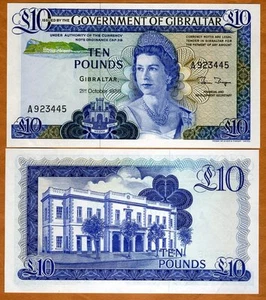 GIBRALTAR, 10 pounds, 1986, P-22 (22b), QEII, UNC - Picture 1 of 1