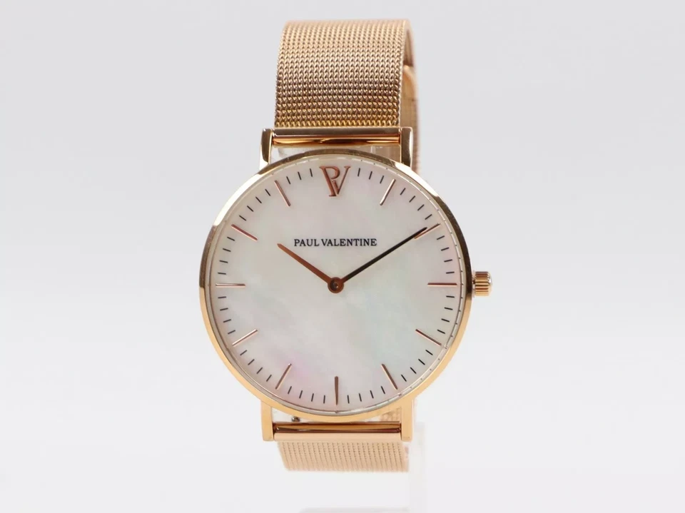 Paul Valentine Seashell Mesh 38mm Damen Armbanduhr Rosegold - Neu - Bild 1 von 1