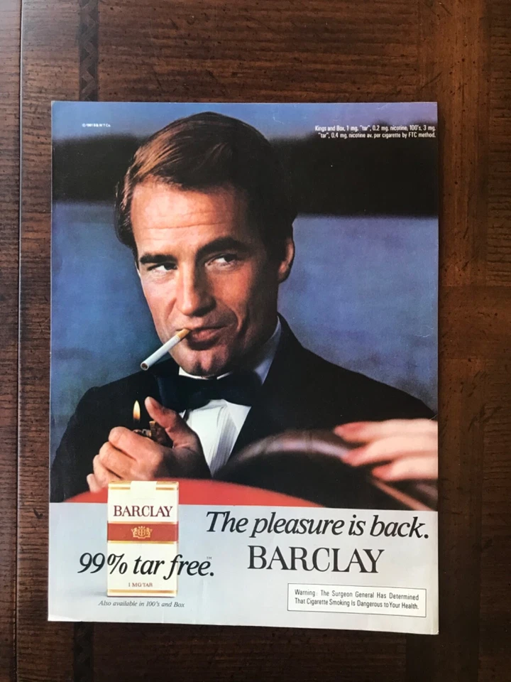 Anuncio impreso original vintage 1981 Barclay Cigarettes - The Pleasure Is Back Foto 1 de 1