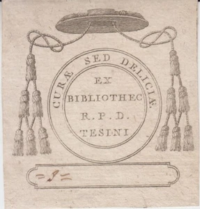 Ex-libris R. P. D. TESINI - Italie, XVIIIème siècle. - Imagen 1 de 1