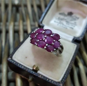 925 Sterling Silber Ring, natürlicher Rubin Cluster Ring, 2,7ct, Größe N US 6,75 - Bild 1 von 7