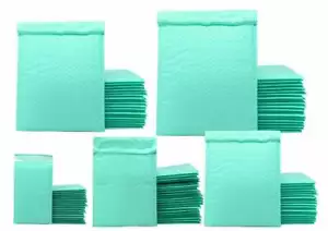 4x8, 6x10, 8x12, 10x15, 14x20 Cyan Aqua Mint Colored Poly Bubble Mailers! - Picture 1 of 47