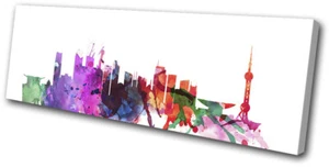 Quadro Shanghai stile acquerello città astratta SINGOLA TELA WALL ART stampa - Foto 1 di 1