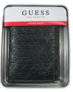 Cartera triple de cuero genuino negra Guess para hombre 31GJ110003 NUEVA EN CAJA $48 - Imagen 1 de 7