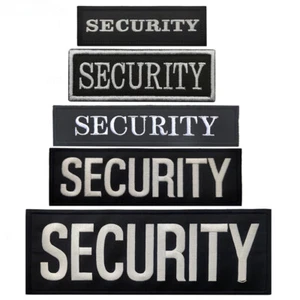 SECURITY Embroidered Hook and Loop Patch Black with White Text Multiple Sizes - Picture 1 of 11