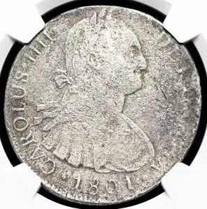 COLONIAL ERA SPAIN, PERU. Charles IV, Silver 8 Reales, 1801-IJ, NGC XF Details - Picture 1 of 4