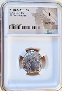 Ancient Greece Attica Athens 393 BC NGC FINE  #4 - Picture 1 of 6