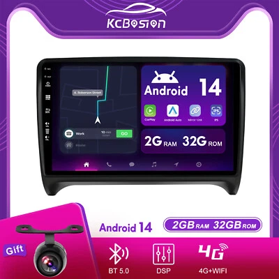 2GB+32GB Android 14 Autoradio Carplay GPS Navi Per Audi TT MK2 8J 2006-2012 DAB+ - Immagine 1 di 4