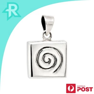Square Block Swirl Sterling Silver 925 Pendant - Picture 1 of 6