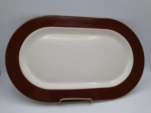 Vtg Villeroy & Boch Zurich Maroon Brown Oval Plate Platter 13-1/8" Luxembourg  - Picture 1 of 9