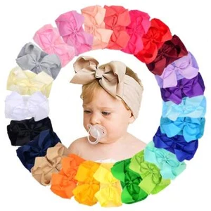 20/24 Pcs Baby Girls' Bow Headbands - Nylon, Elastic, Ideal for Valentine - Picture 1 of 67