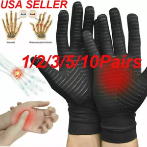 1/2/3/5/10Pairs Compression Full Finger Gloves Hand Wrist Support Glove Black US - Picture 1 of 12
