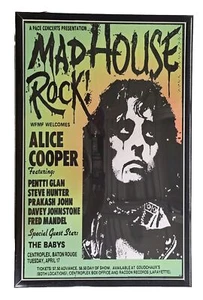 Póster de concierto de rock Alice Cooper & The Babys Mad House 11 X 17 enmarcado - Imagen 1 de 2