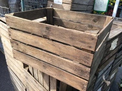 GRADED EUROPEAN VINTAGE WOODEN APPLE BOX STORAGE FRUIT CRATES BOX SHABBY CHIC .. - Image 1 of 4