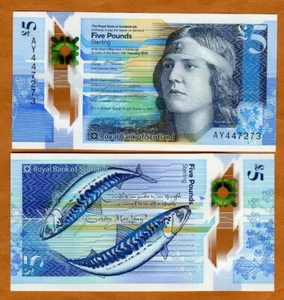 Royal Bank of Scotland, 5 pounds, 2016, P-370 POLYMER, UNC Nan Shepherd - Picture 1 of 1