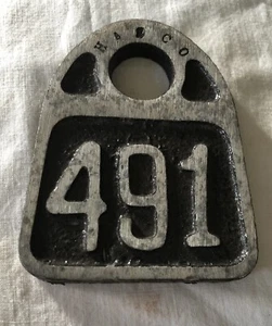 Vtg. No. 491 Cattle Tag Keychain Large Metal Cow Tag Farm 2.5 X 3.25 X .25 C25 - Picture 1 of 2